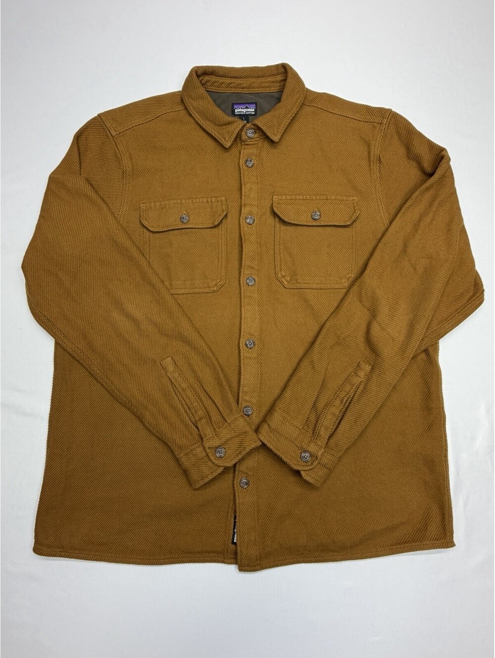 Patagonia Cotton Fjord Loft Button Up Overshirt Jacket Shirt Brown Size Large
